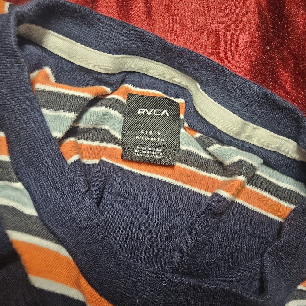 RVCA Navy Striped T-Shirt - Picture 5 of 5